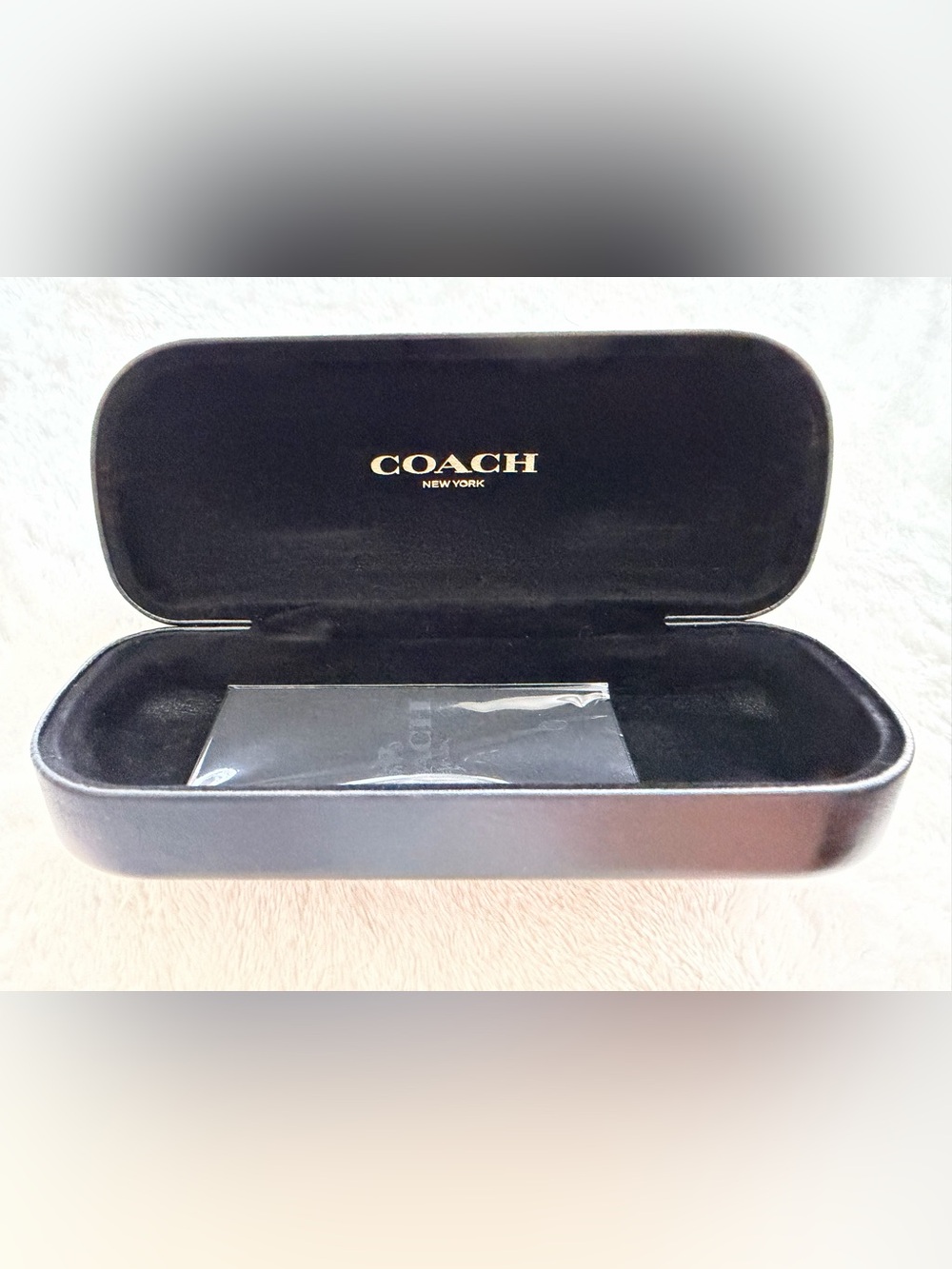 Coach Black Leather Eyewear Case with Embossed Logo